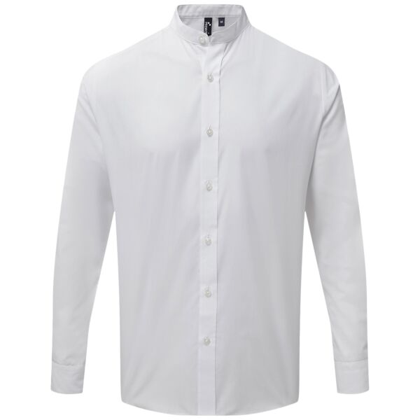 Banded collar grandad long sleeve shirt Thumbnail